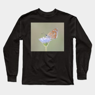 Brown Argus Butterfly on a Flower Long Sleeve T-Shirt